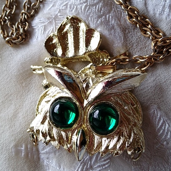 Vintage Large Owl Necklace Pendant - Picture 5 of 7